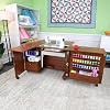 Arrow Sewing Wallaby Dual Rail Electric Sewing Cabinet, Teak