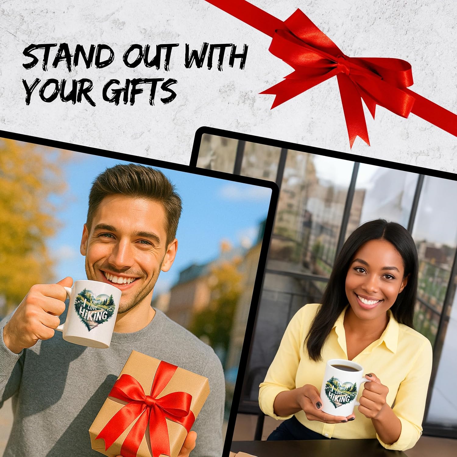 I Love Hiking Ceramic Coffee Mug 11oz Mountain Trek Trail Adventure Nature - Tea Coffee Mug with Comfortable Grip - Unique Sport Gift Cup for Office or Home - Vibrant Long-Lasting Print ID44991 - Image 6