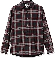 Vista 36 de Yaxa Essentials Camisas de franela de manga larga para hombre, corte ajustado, a cuadros con botones