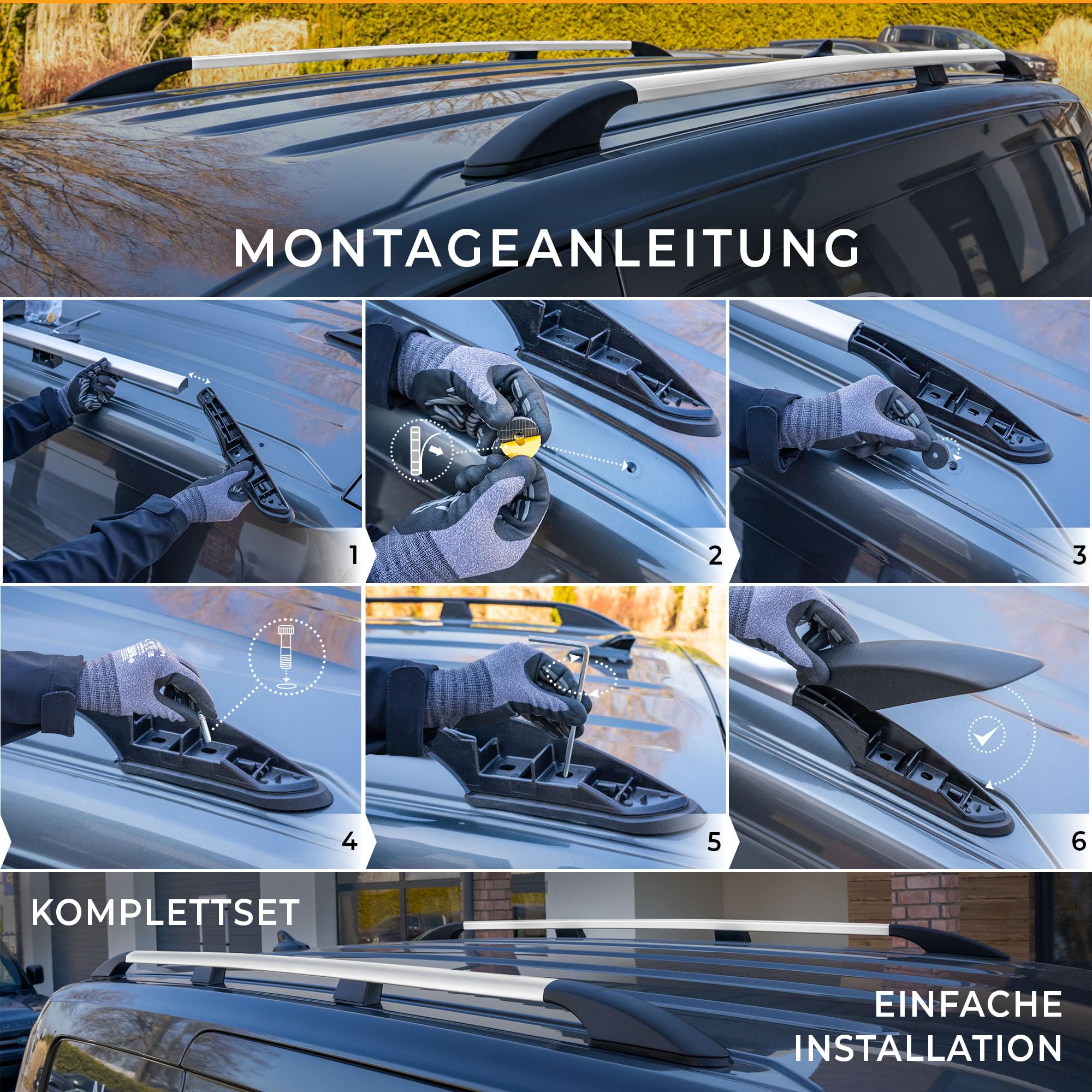 CHROMEMASTER | Dachrelinge Dachträger Kompatibel mit VW Multivan T7 L1 / L2 2021+; Geeignet zur Montage von Dachträgern, Dachboxen und Fahrradträgern | Einfache und Schnelle Montage | Alu