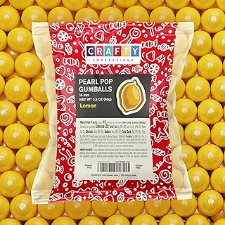 Shimmer Gumballs - Bubble Gum for Kids Yellow Candy - Pearl Lemon Gumballs 3.5 oz Chewing Gum - Nostalgic Valentines Candy for Party Favors Easter Basket & Sweet Treats, 16mm (0.62 inch)