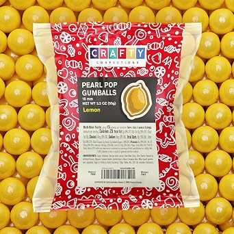 Shimmer Gumballs - Bubble Gum for Kids Yellow Candy - Pearl Lemon Gumballs 3.5 oz Chewing Gum - Nostalgic Valentines Candy for Party Favors Easter Basket & Sweet Treats, 16mm 0.62 inch