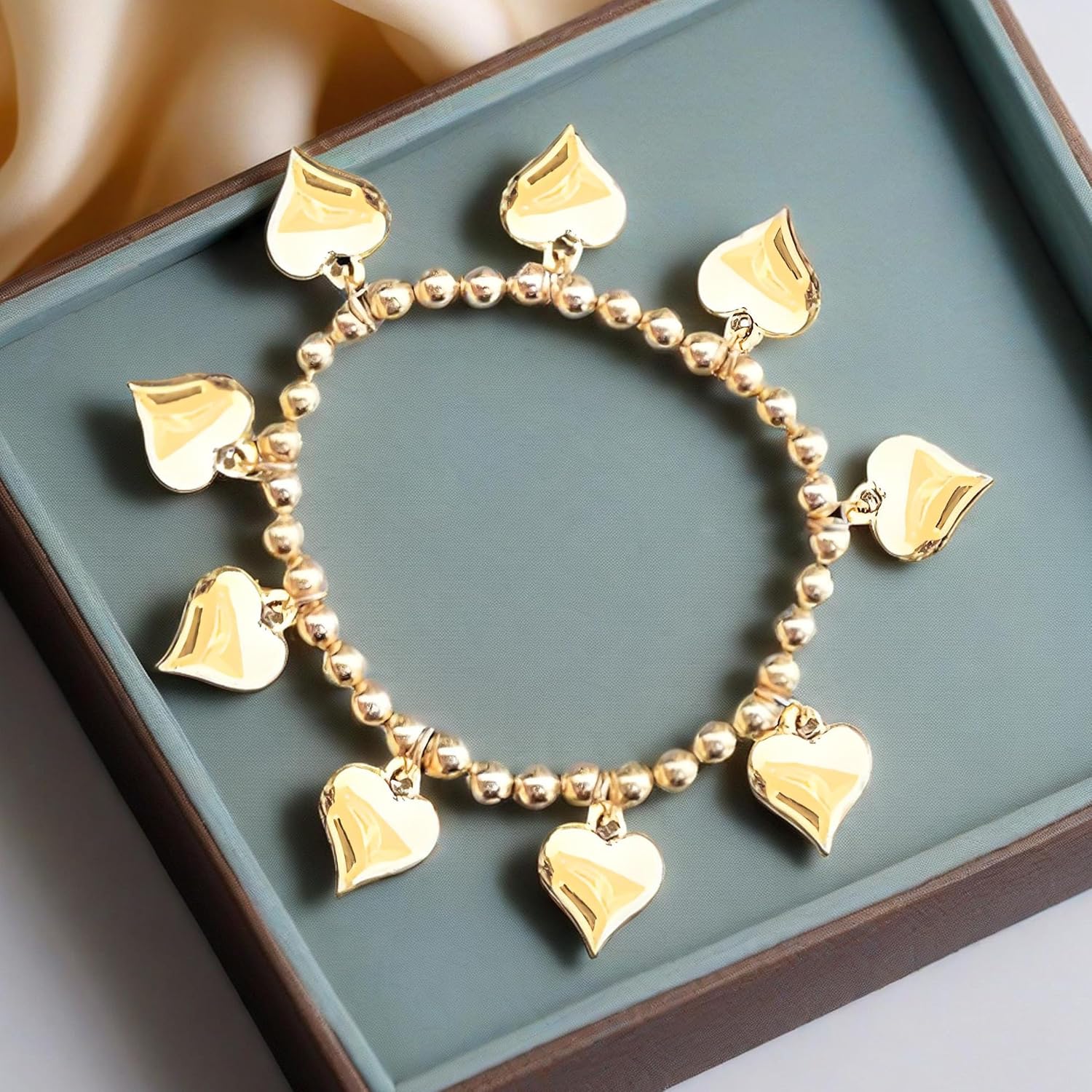 Gold Beaded Bracelets for Women Non Tarnish Dainty Heart Charm Bracelet for Womens Bead Bracelets Stack Jewelry Birthday Christmas Gifts 2025 - Image 7