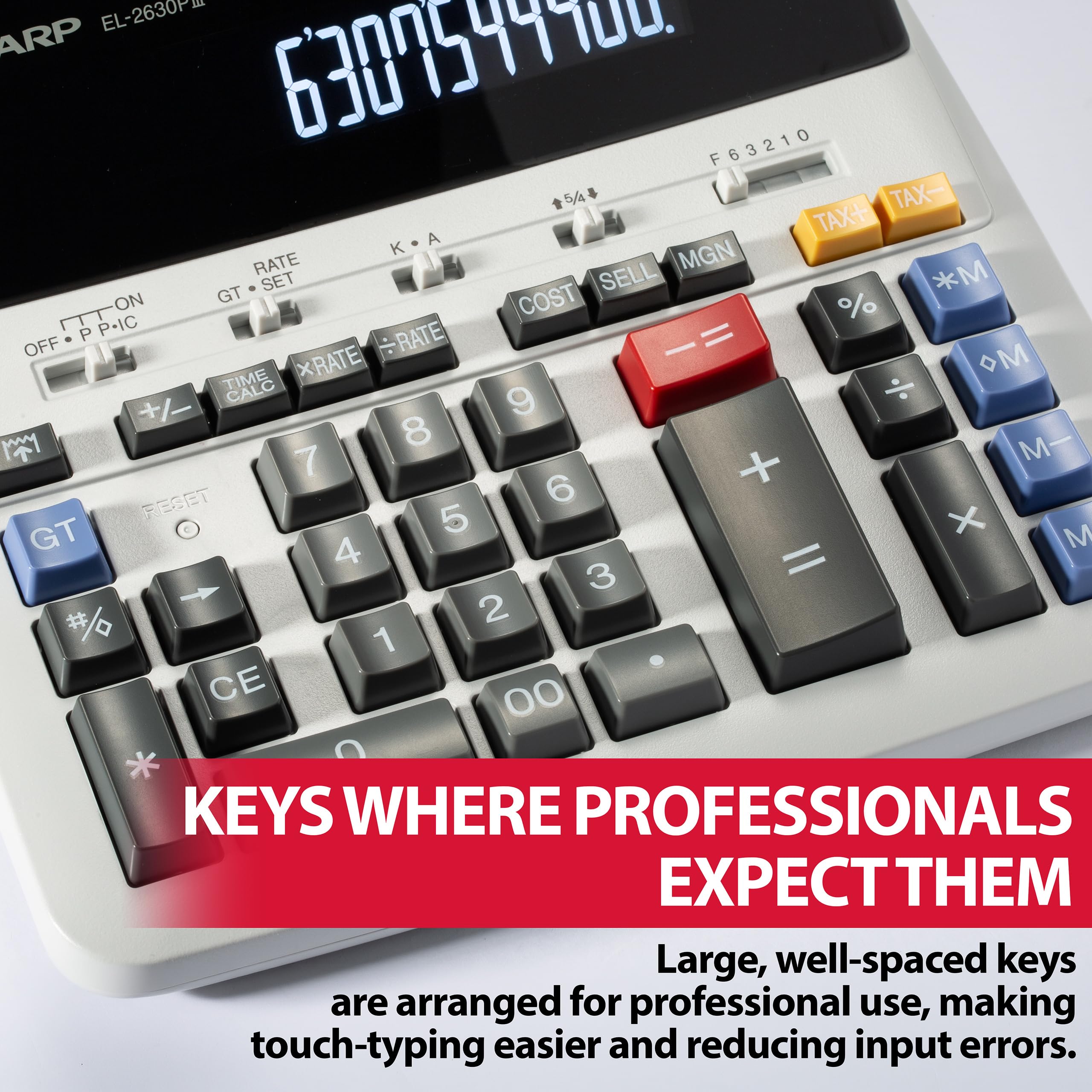Sharp EL-2630PIII - Calculadora para Impresora (Escritorio, calculadora Impresora, 12 dígitos, 1 línea, Corriente alterna, Blanco)