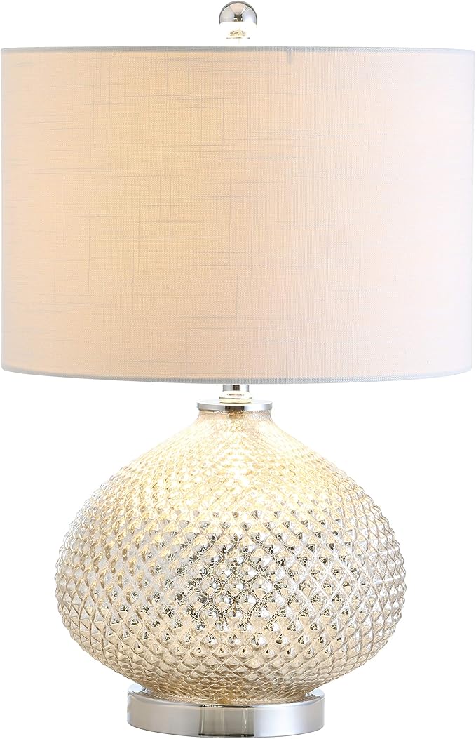 JONATHAN Y JONATHAN Y JYL1082A Ames 22.5" LED Glass Table Lamp Contemporary Transitional Bedside Desk Nightstand Lamp for Bedroom Living Room Office College Bookcase LED Bulb Included, Mercury Silver