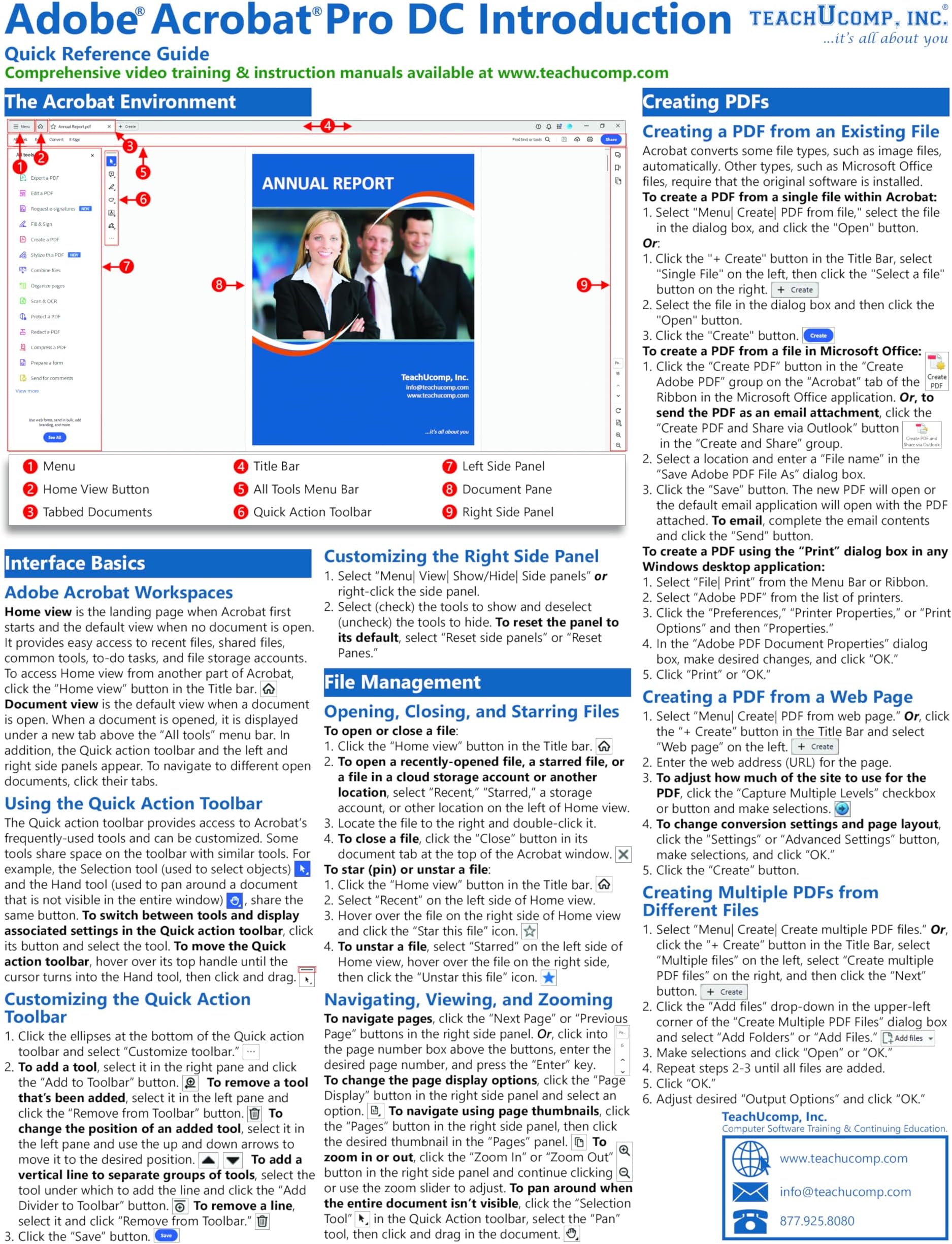 Adobe Acrobat Pro Introduction Quick Reference Training Tutorial Guide (Cheat Sheet of Instructions, Tips & Shortcuts - Laminated Card)
