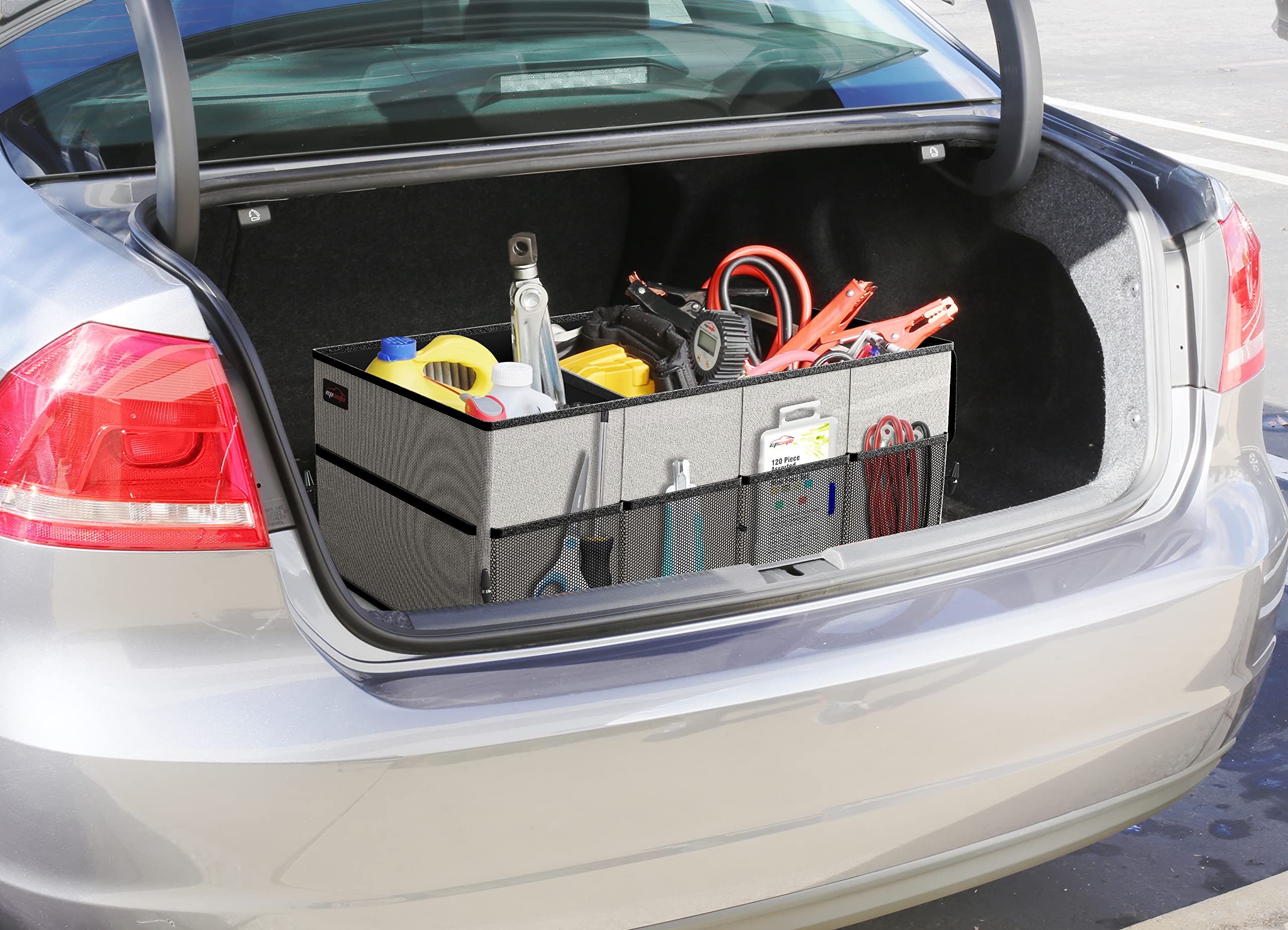 EPAuto Organizador de almacenamiento de maletero de 3 compartimentos, gris