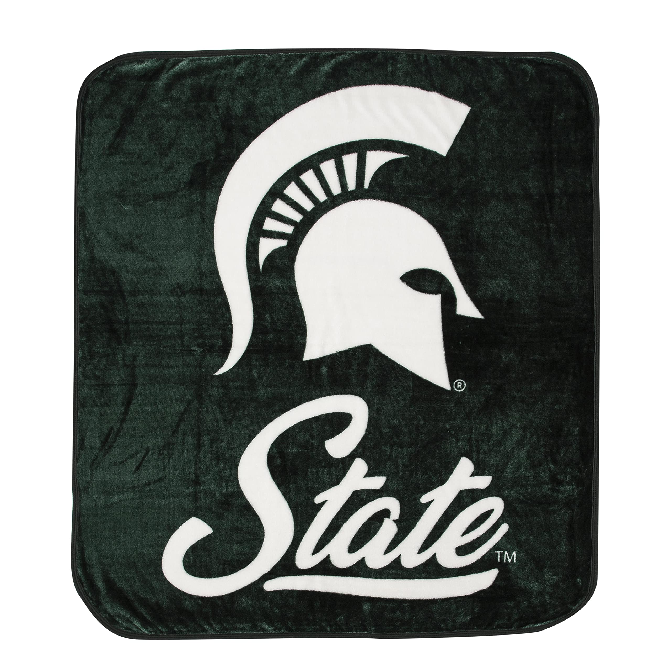 Couverture Michigan State Spartans Plaid Raschel Vert Lit Canapé Chambre NCAA