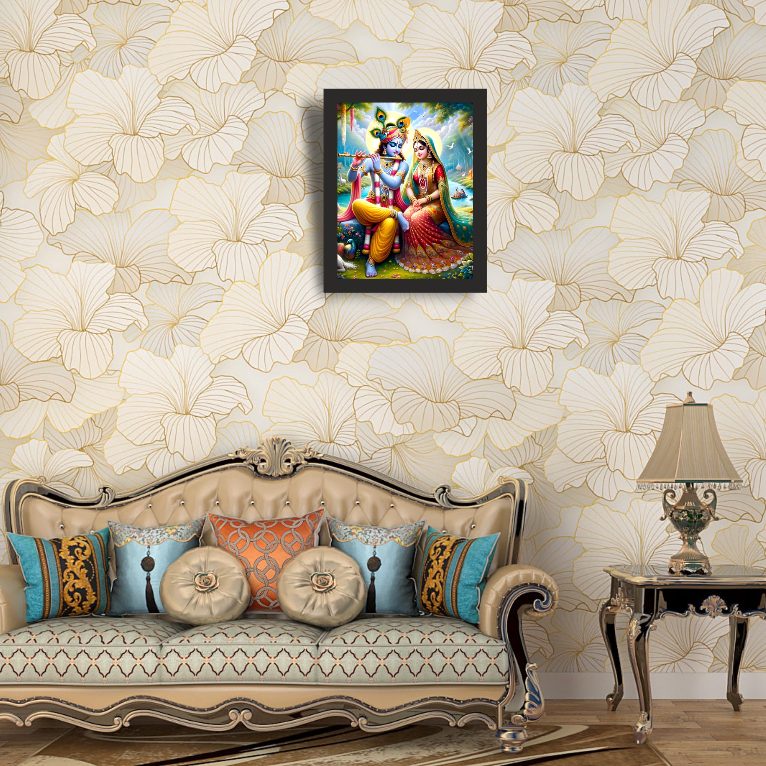Divine Radha Krishna Wall Art - 12x15