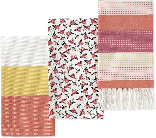 Miniatura 1 de Folkulture Toallas de cocina con lazo para colgar, juego de 3, paños de cocina 100% algodón para secar platos, paños de cocina de 25 x 15 pulgadas o