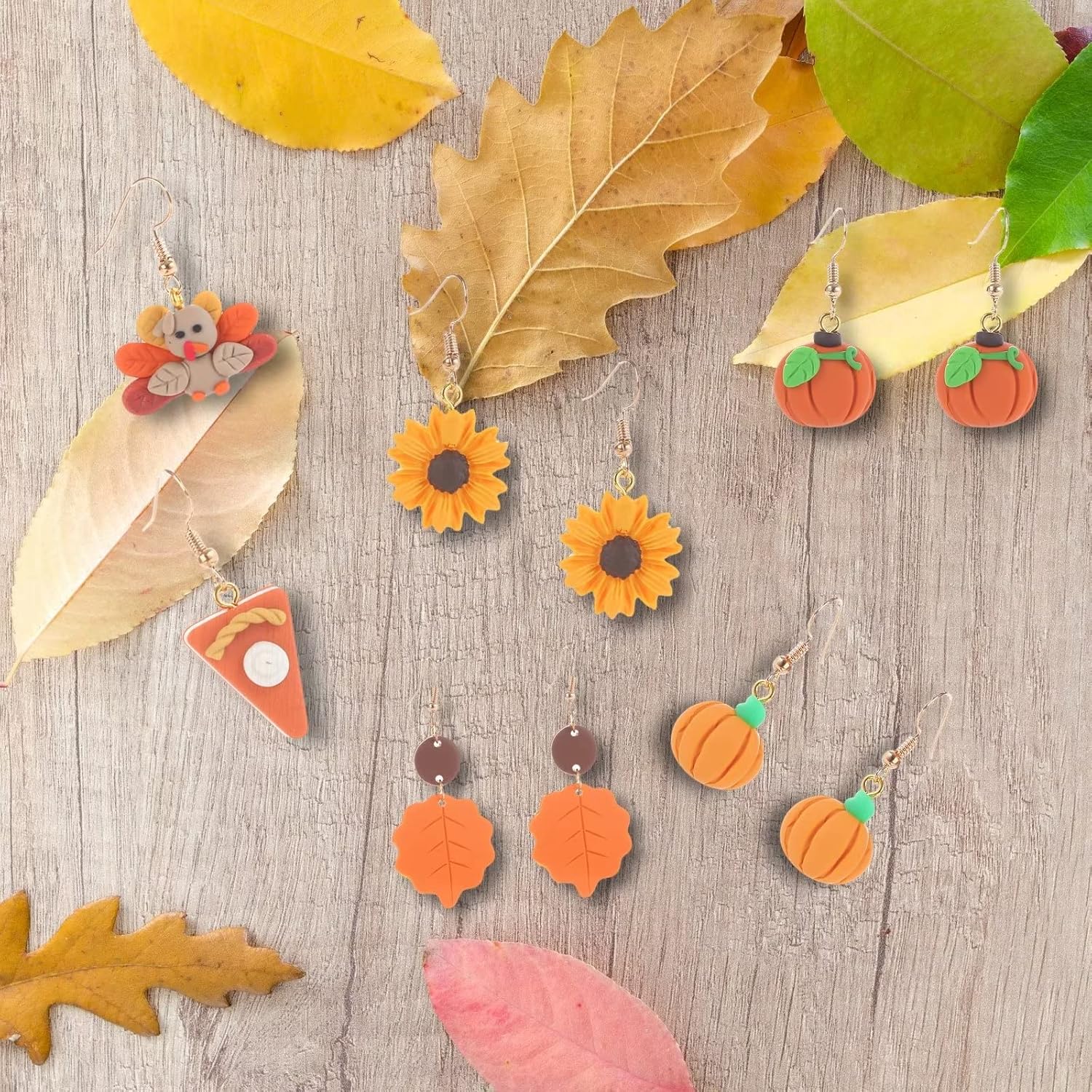 Thanksgiving Fall Earrings Sunflower Pumpkin Pie Maple Leaf Candy Turkey Drop Dangle Earring Polymer Clay Earrings Autumn Jewelry for Women - Image 3