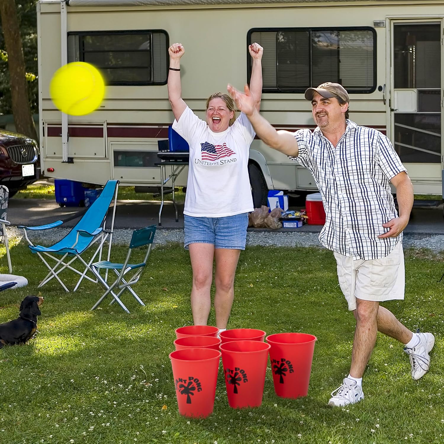 ropoda Giant Yard Pong,Yard Games with Durable Buckets and Balls - Choose Red Large, XL, or Green - Glow in the Dark, Outdoor Game with Carry Bag for the Beach,Lawn, Great Gift Choice for Families