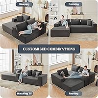 Vista 5 de Sofá Seccional Cloud de 110", Sofá Boneless para Sala de Estar, Sofá Seccional Modular con Asiento Profundo, Cómodo Sofá Esponjoso con Chaise