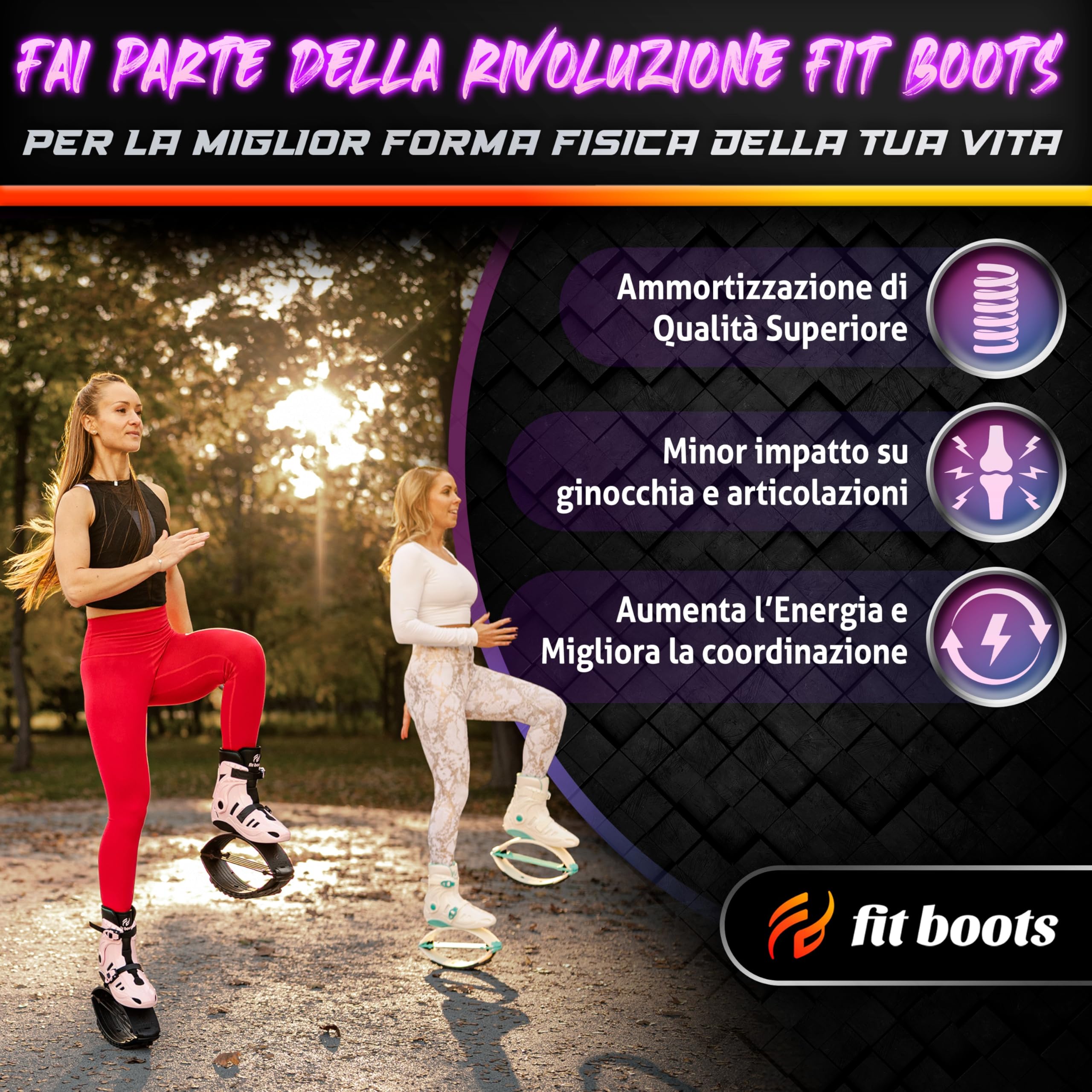 FIT BOOTS - Scarpe Che Ti Fanno Saltare di Nuova Generazione, Originali Stivali Rimbalzanti della Community Internazionale di Allenamento Rivoluzionano Il Tuo Fitness - (Rosa)