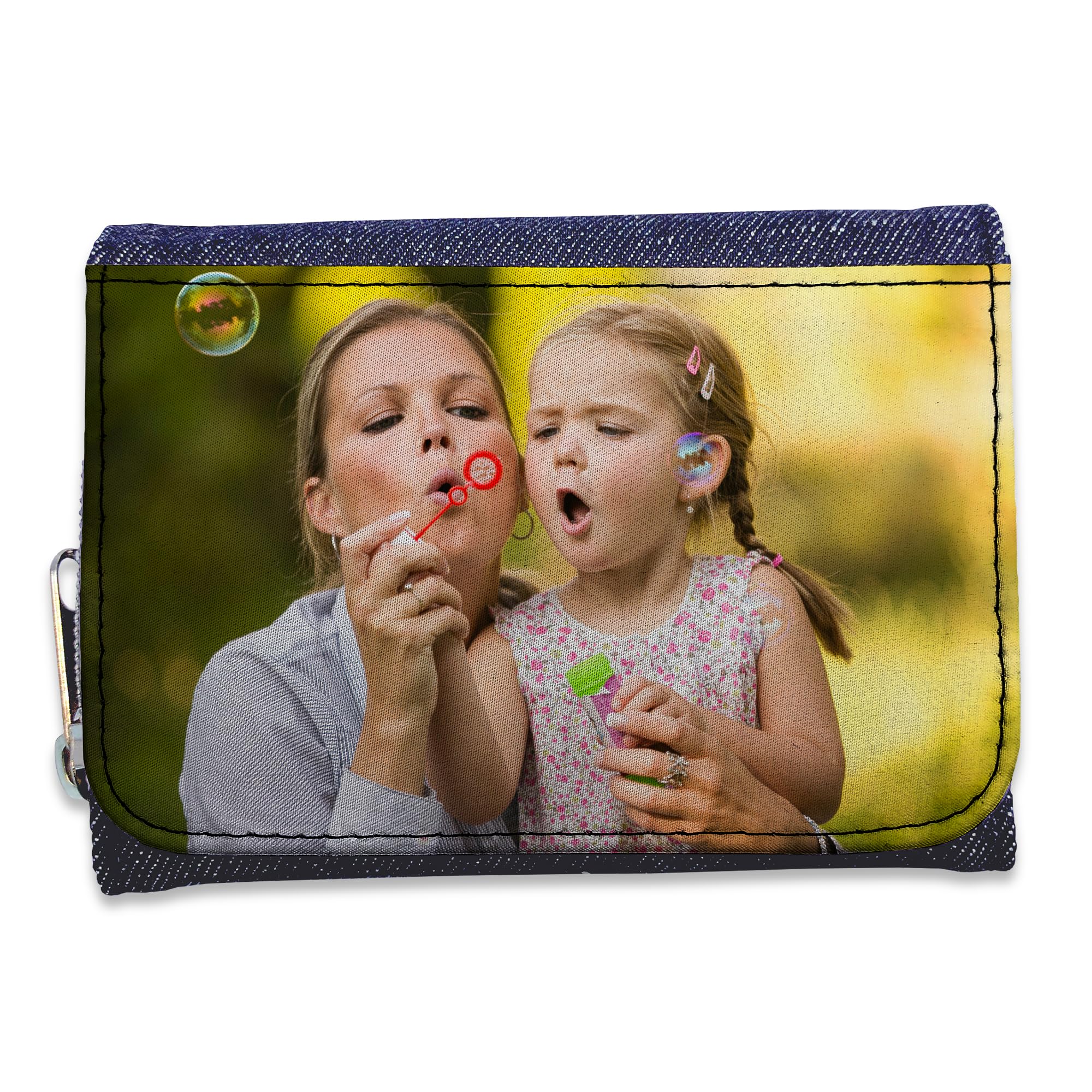LolaPix Geldbörse mit Foto, personalisierte Geschenke, personalisierte Geldbörse, ähnliches Leder., Jeans, Klassisch