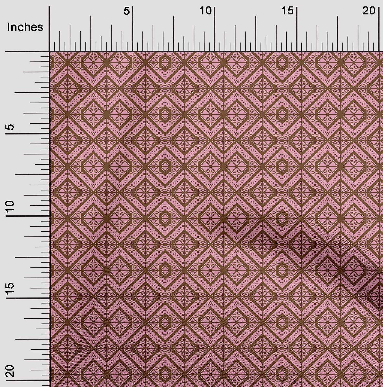 oneOone Cotton Flex Brown Fabric Geometric Craft Projects Decor Fabric Printed By The Yard 40 Inch Wide-2