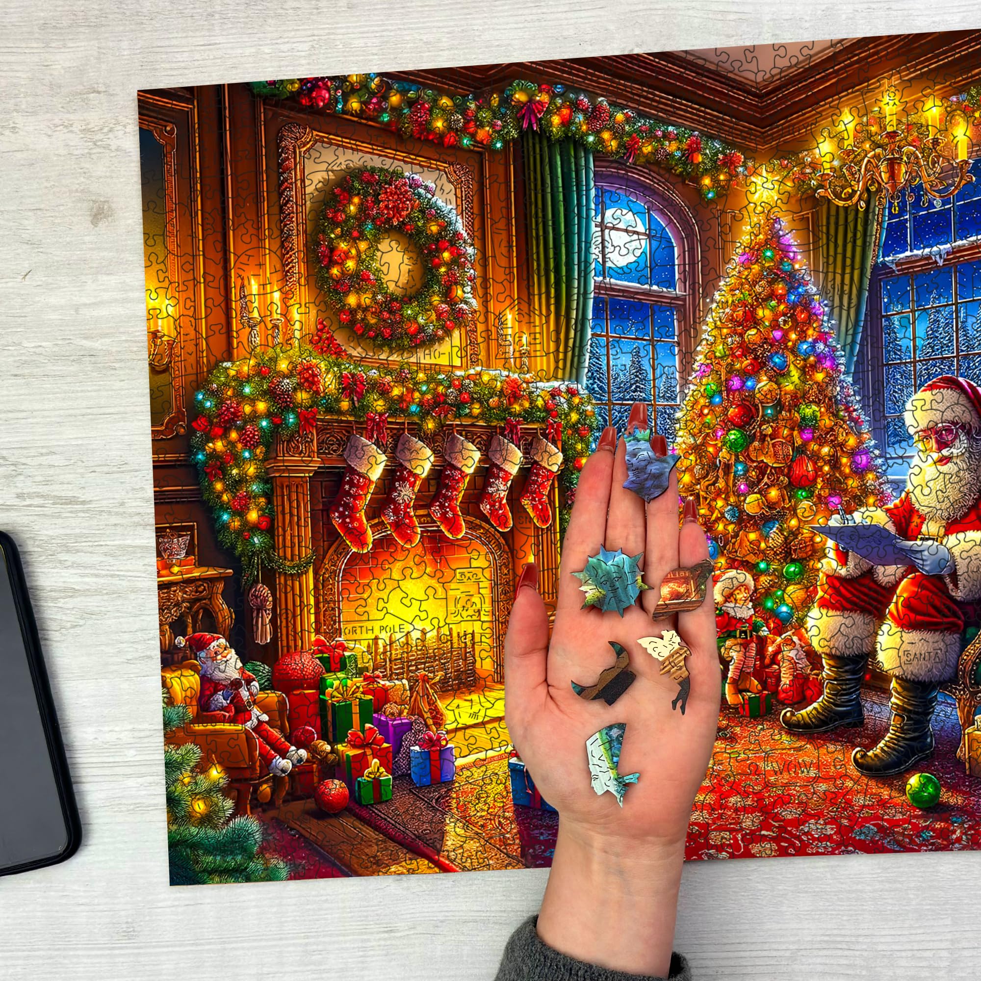 WOODEN.CITY - Puzzle di Natale da 1000 pezzi per adulti - La magia della vigilia - Puzzle invernale - Decorazione perfetta - Qualità superiore - Made in EU