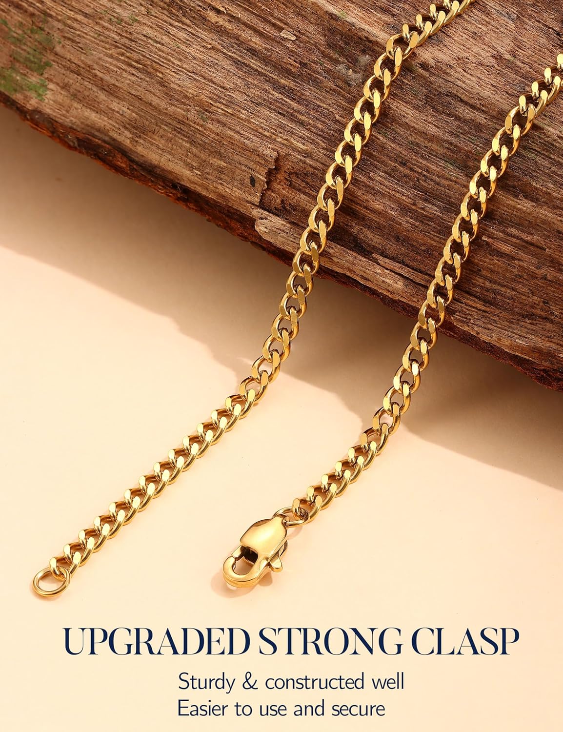 Jstyle Cuban Link Chain for Men Women 316L Stainless Steel Chain Necklace 3.5mm Non Tarnish Necklaces Black Silver Gold Tone Chains 16/18/20/22/24/26/28/30 Inch - Image 5