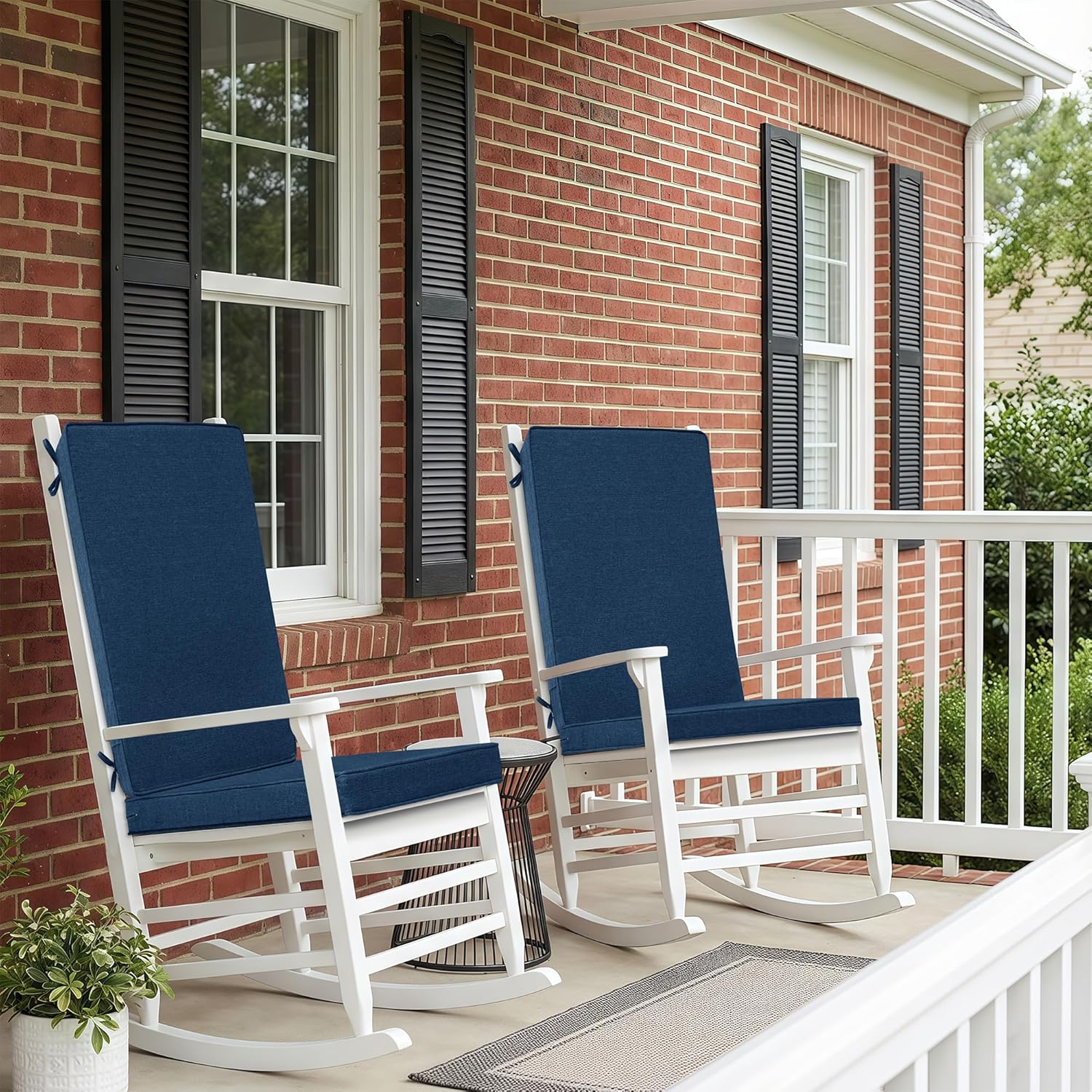 Outdoor Chair Cushions 20x20, Water-Resistant & Fade-Resistant, Patio Furniture Lawn Dining Chair Seat Replacement with High Back, Ties Zipper, Removable Cover, Set of 4, Navy Blue