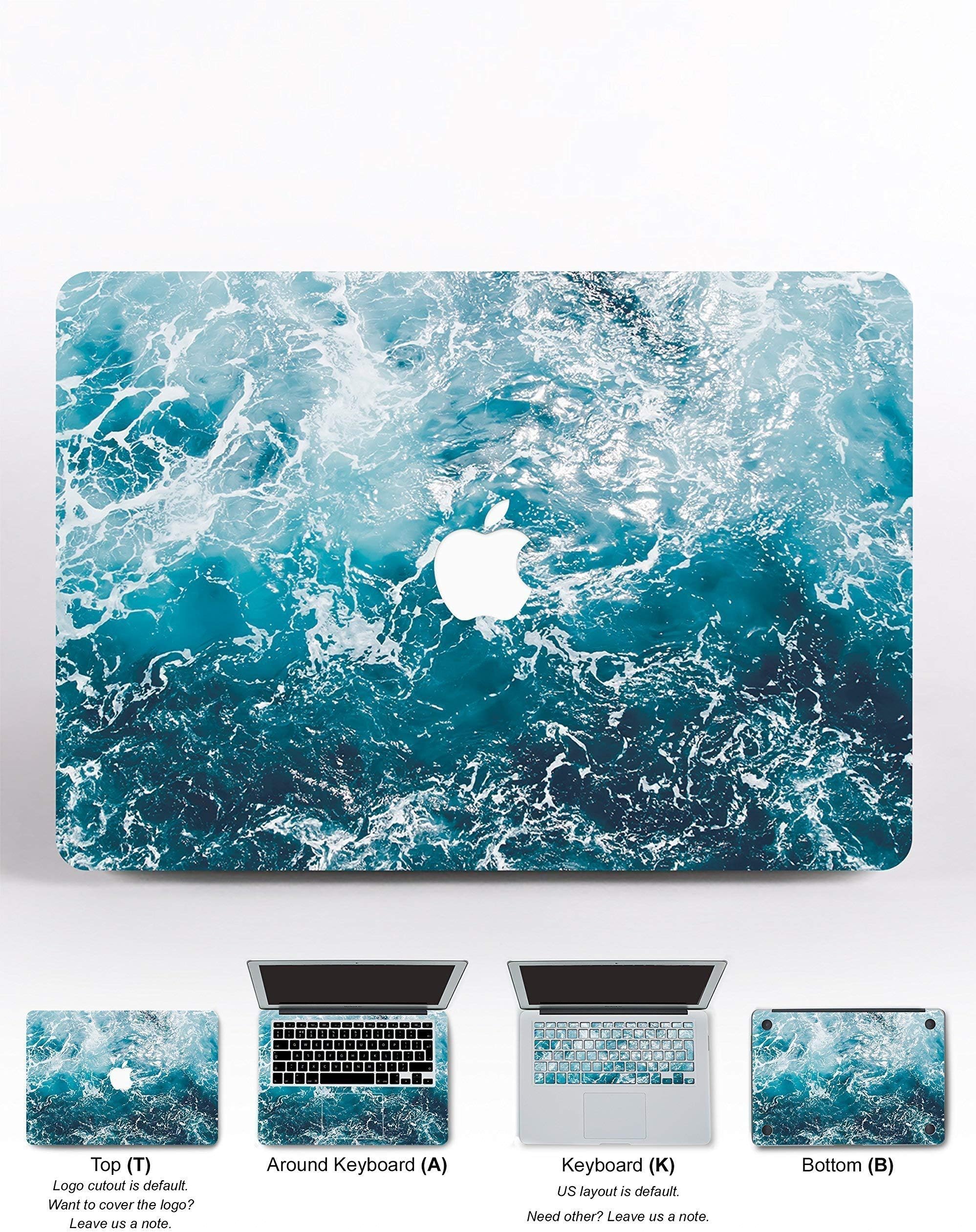 WolfCases Ocean Apple Decal Macbook Air 11 13 Pro 13 15 Pro Retina Skin MacBook 12 Clear Aqua Water Mac Custom Macbook Skins Vinyl Stickers Laptop Full Cover Case Colorful Gift Design Sticker DR3123