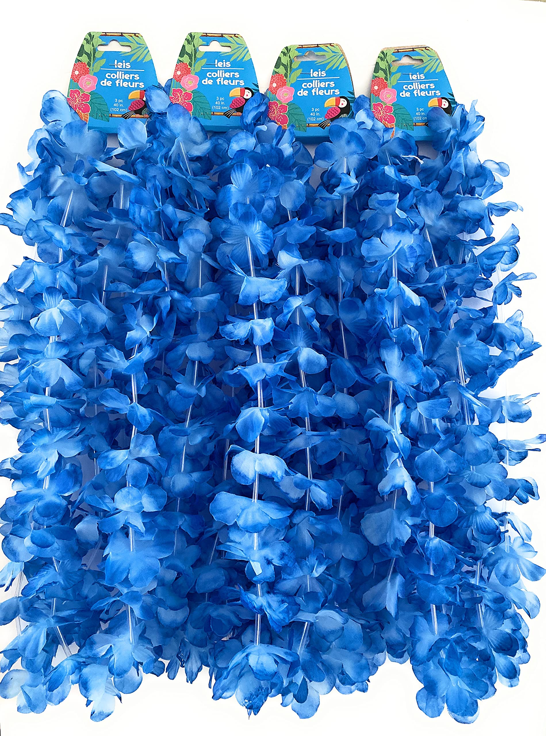 CABE Hawaiian Leis 12pc Party Favors Tropical Necklace Silk Flower Lei (bundle with Luau Banner TM) for Luau Beach Birthday Party Decorations and Party Supplies