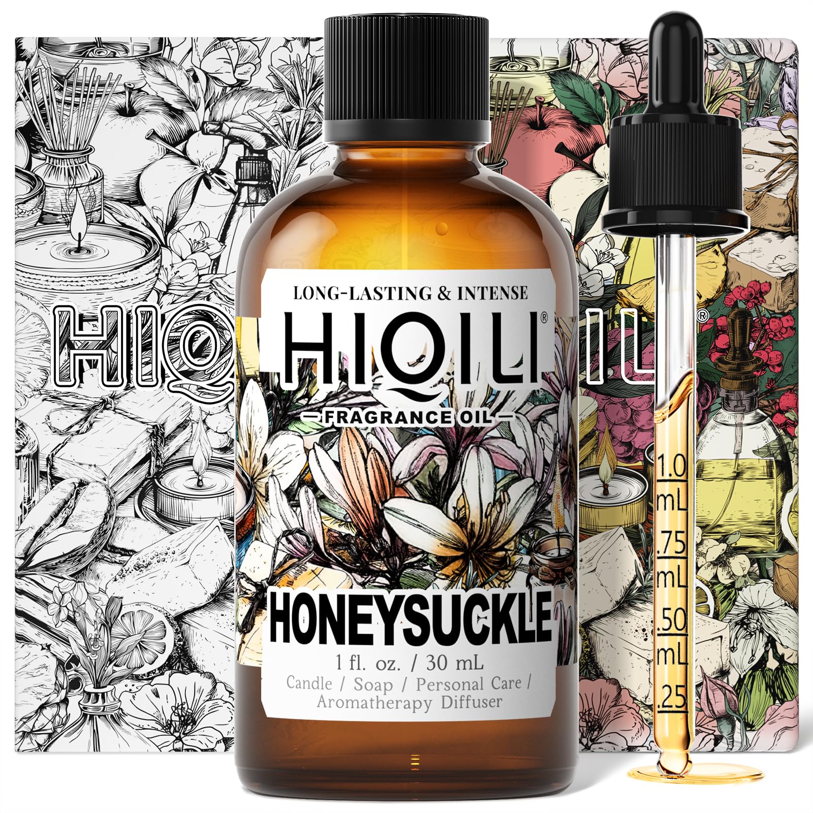 HIQILI Honeysuckle Fragrance Oil for Home Diffuser, Prefect for Candle & Soap Making, Relaxation, Beautiful Gifts - 1 Fl Oz