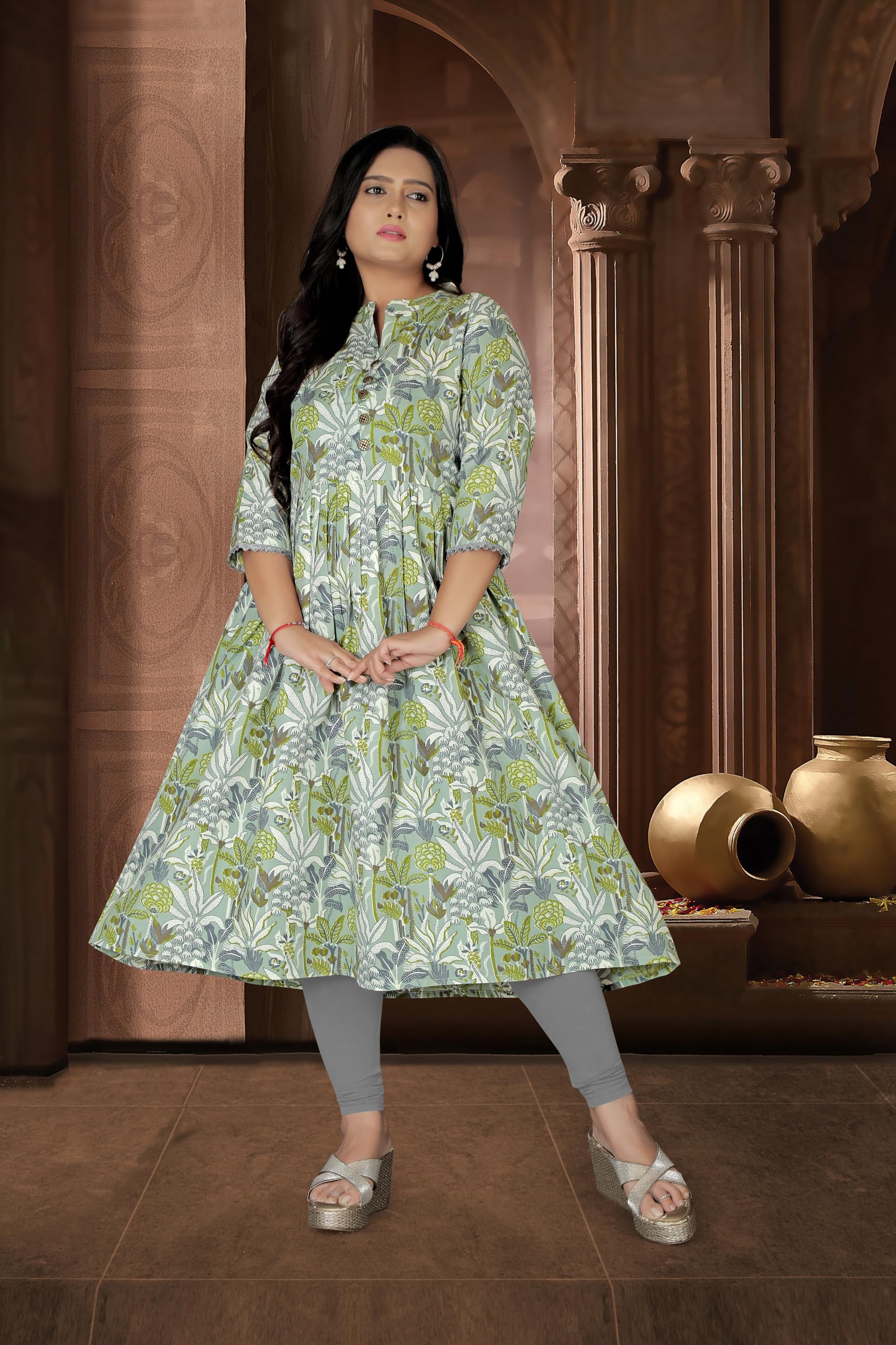 hetsa Women's Cotton Printed Anarkali Kurta-picture-57