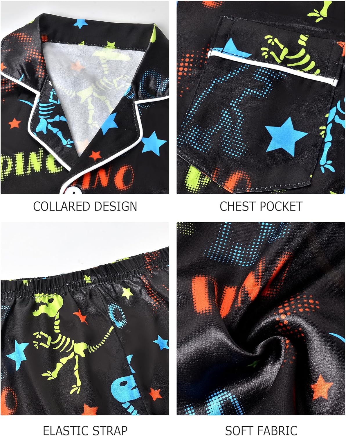 Boys Pajamas Toddler Little Boys Silky Satin Pajamas Button Down Short Sleeve & Shorts Pjs Set Kids Sleepwear 3-10 Years - Image 4