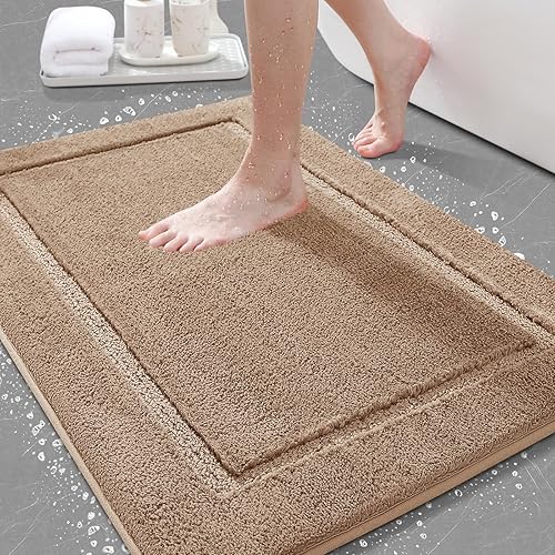 Miniatura 33 de Alfombras de baño de 32"x20", tapete de baño de microfibra absorbente ultra suave, grueso, afelpado y esponjoso, respaldo antideslizante, tapetes de