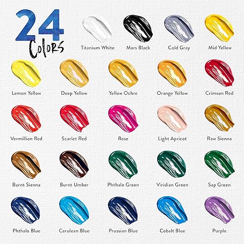Miniatura 2 de Chalkola Juego de pintura acrílica para adultos, niños y artistas, kit de 40 piezas de suministros de pintura acrílica, con 24 pinturas acrílicas
