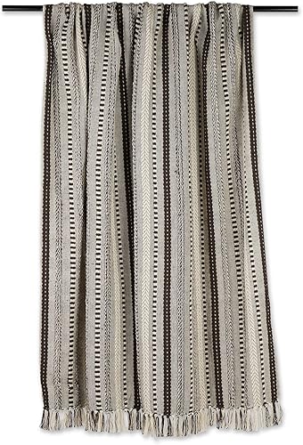 Vista 43 de DII - Manta trenzada a rayas, 50x60, piedra