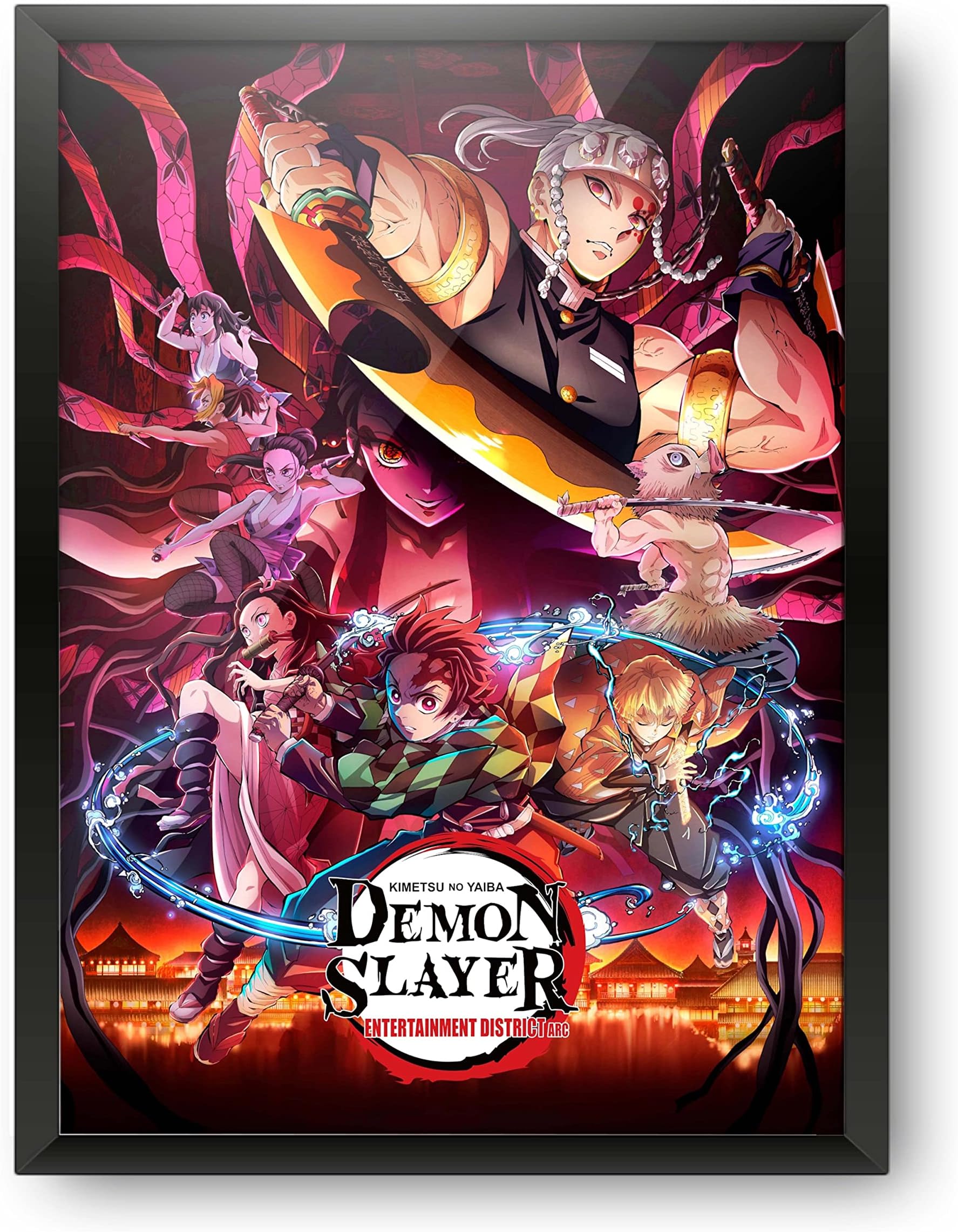 MCSID RAZZ - Demon Slayer - Design A4 Size Poster (With Frame) - Best Gift For Demon Slayer Fans/Best Artefact To Your Home & Decor/For Anime Fandom (entertainment arc)
