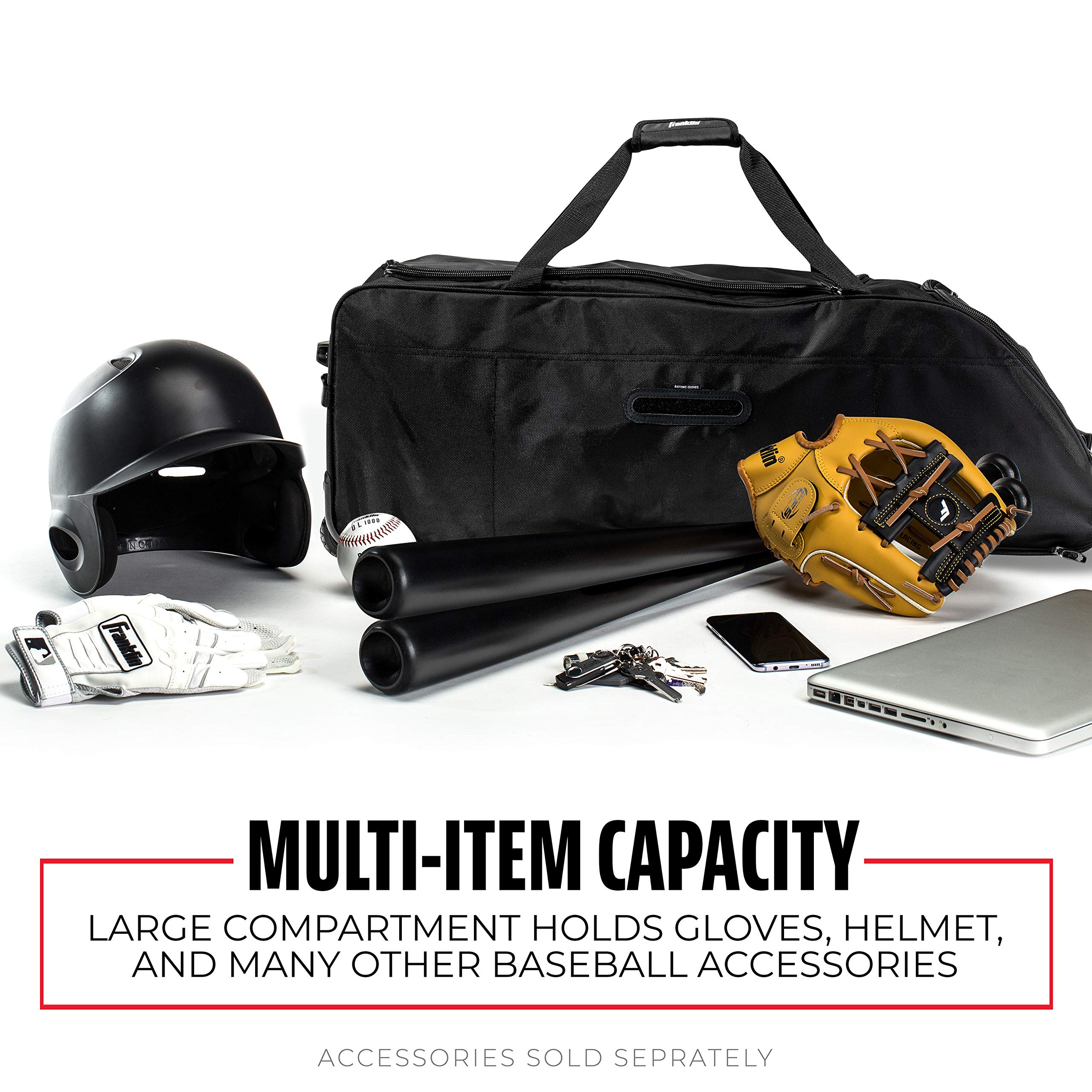Franklin Sports Traveler Roller - Bolsa para Equipo de béisbol y sóftbol, Color Negro, poliéster 1680D, Resistente al Agua, Color Negro, Black, L, Durabilidad: