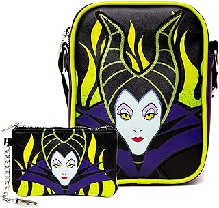 Disney Bag and Wallet Combo, Sleeping Beauty Maleficent Pose Close Up, Vegan Leather