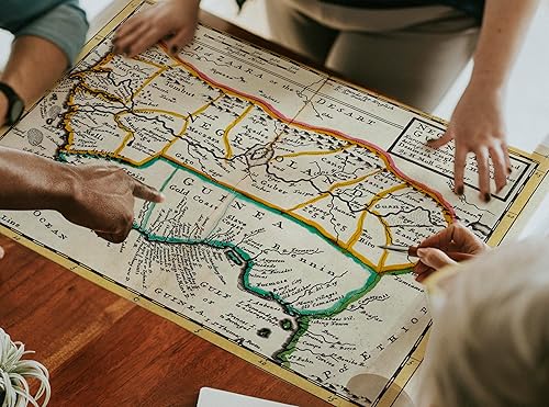 Miniatura 4 de 1736 Mapa de Negroland y Guinea, con los asentamientos europeos, explicando lo que pertenece a Inglaterra, Holanda, Dinamarca. Historia del comercio