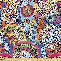 Vista 7 de Ambesonne Tela de galaxia por The Yard, Galaxy Space Art Sistema Solar Planetas Marte Mercurio Urano Júpiter Venus impresión, tela decorativa