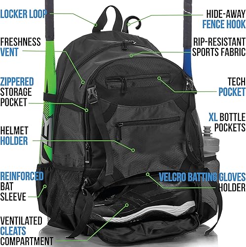 Miniatura 2 de Athletico Advantage - Bolsa de béisbol mochila de béisbol con soporte externo para casco para béisbol T-Ball y equipo de sóftbol para jóvenes y