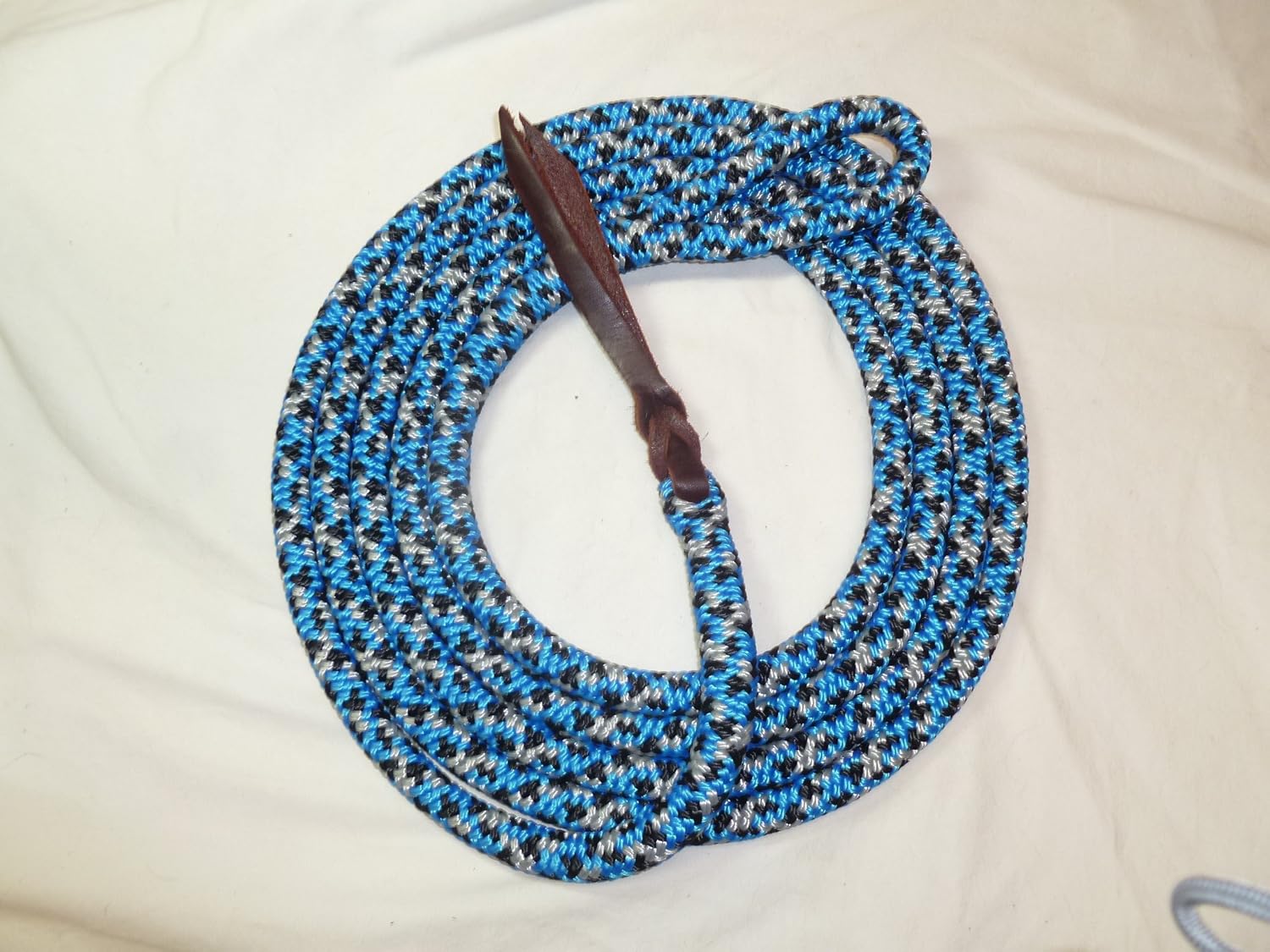 Horse Lead Rope - 9/16" Polyester Rope - 12 Feet Long, Black, Blue, Grey Checkered