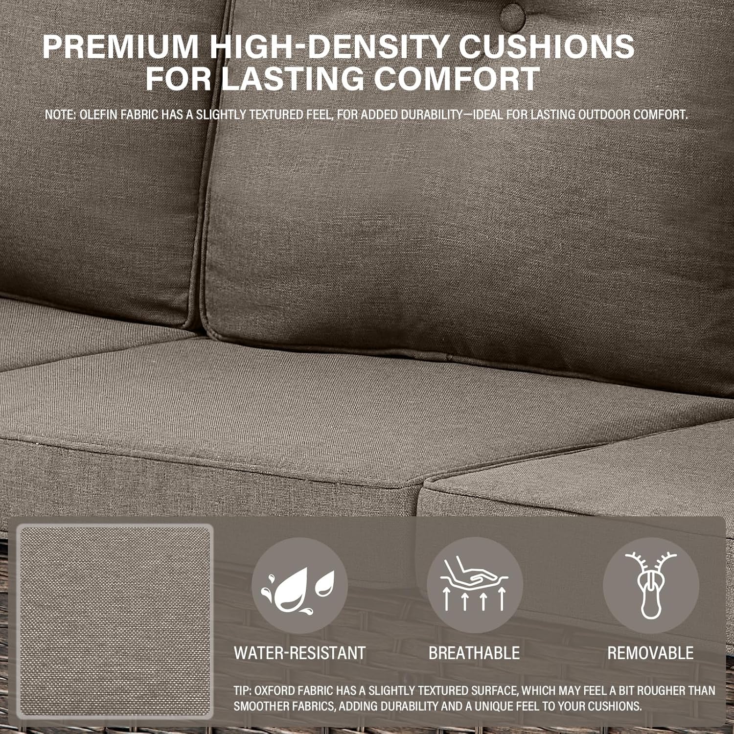 Belord 6-Seater Outdoor Sectional Sofa L Shaped Couch Patio Conversation Furniture Set, PE Wicker Patio Sectional Sofa with Removable Gray Cushion for Deck Backyard Sunroom