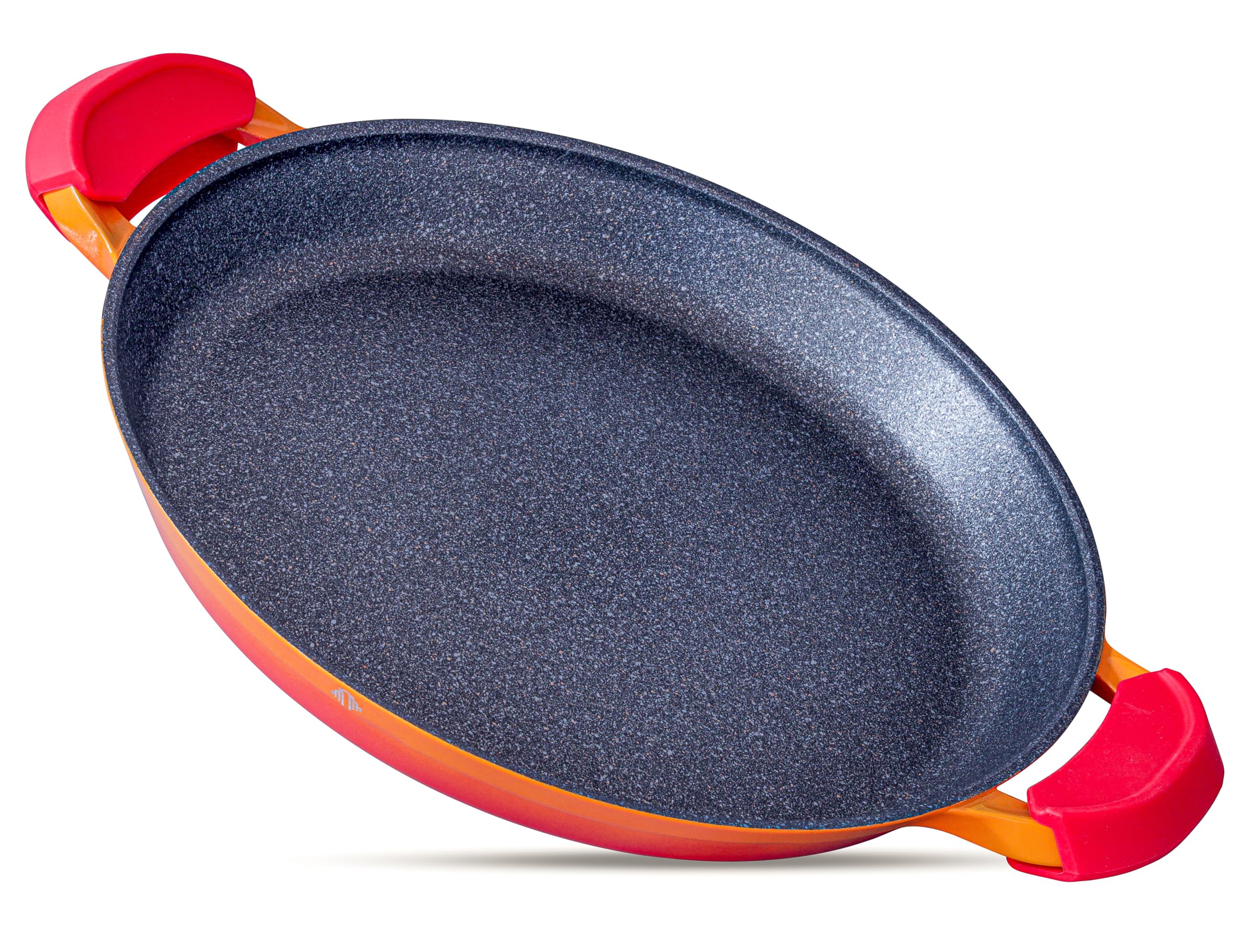 INTIGNIS Poêle à paella professionnelle, grande poêle à frire de 40 cm, aluminium, revêtement en marbre antiadhésif, sans produits chimiques, pour tous les feux à induction, passe au four