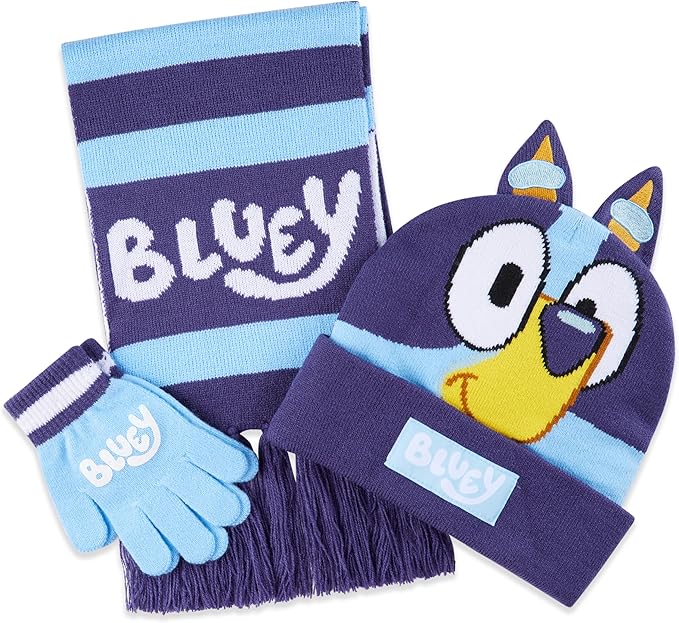 Bluey Hat Scarf and Gloves Set Kids Beanie Scarf and Kids Gloves One