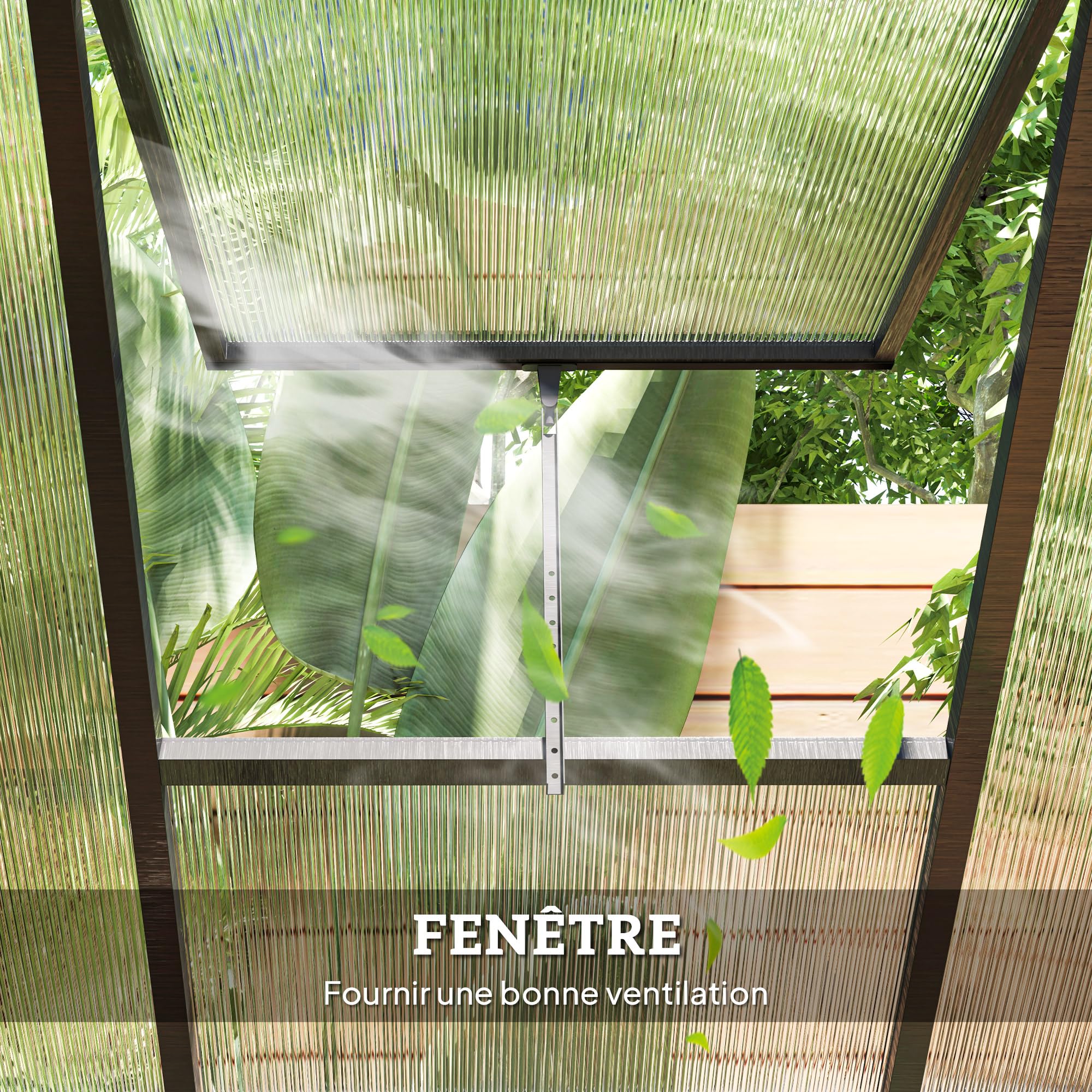 Outsunny Serre de Jardin en Aluminium Polycarbonate, Serre avec fenêtres supérieures réglables, Porte battante, abri extérieur résistant aux intempéries pour Plante Fleur, 303x183x195 cm, Transparent