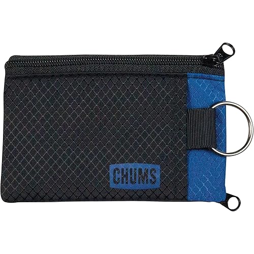 Chums Surfshorts Wallet - Lightweight Zippered Minimalist Wallet with Clear ID Window - Water Resistant with Key Ring