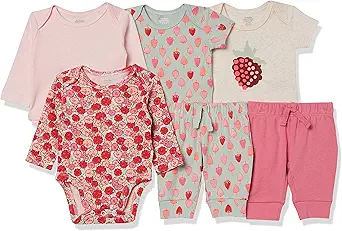 Amazon Essentials Unisex Babies' Cotton Layette Outfit Sets, Pack of 6