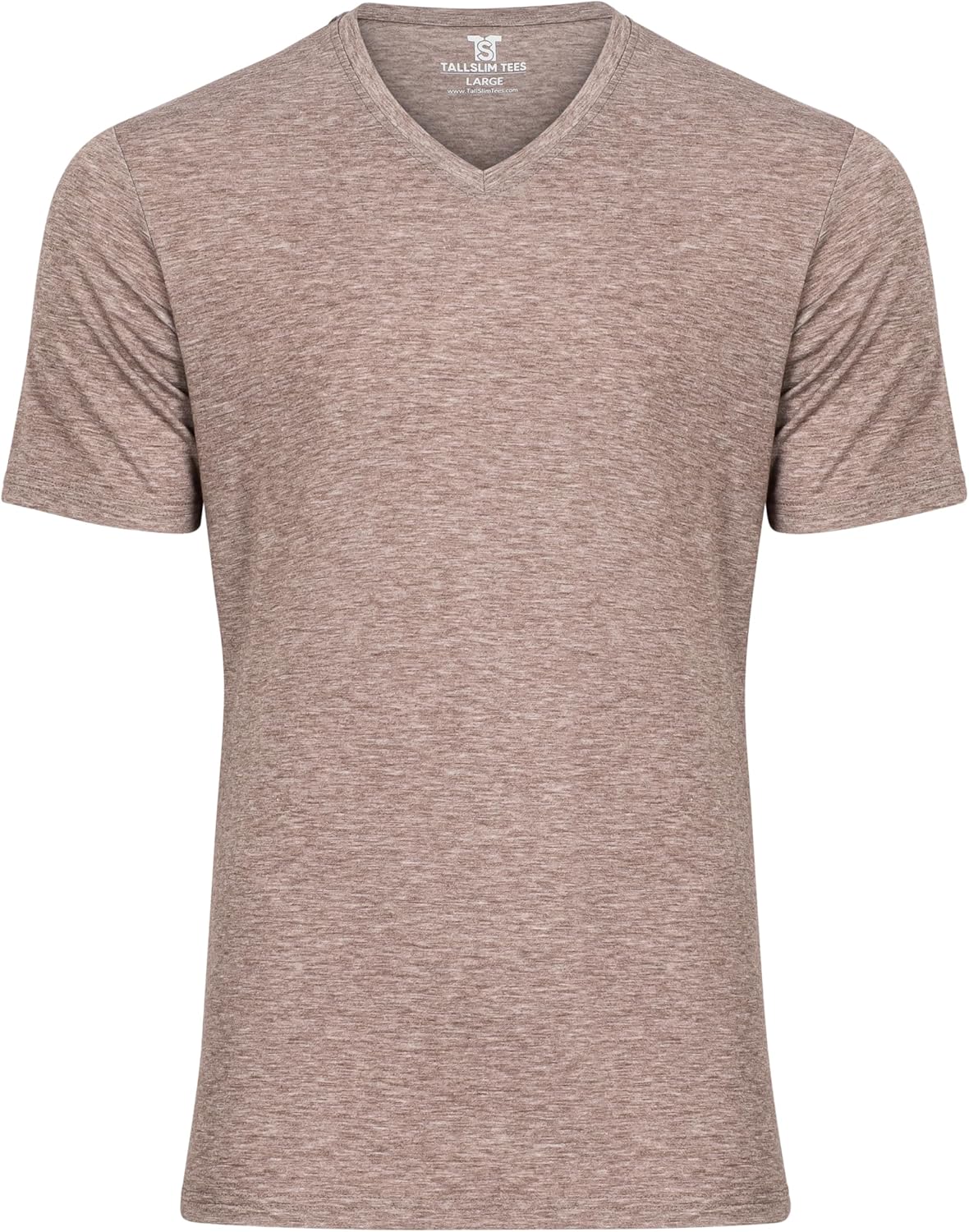 Men's Tall Slim-Fit Short Sleeve V-Neck T-Shirt, Soft Poly/Rayon Blend Long Tee