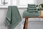 BELIZZI HOME 100% Coton Ultra Doucement 6 Ensemble de serviettes, contient 2 Serviettes de bain 28x55 de pouce, 2 Serviettes à main 16x24 de pouce & 2 Vaisselle 12x12 pouces, Compact Léger & Très absorbant - Jade