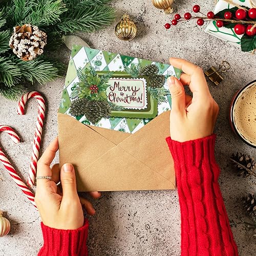 Miniatura 5 de Paquete de 36 postales navideñas vintage de Papá Noel, muñeco de nieve, surtido para amigos y familiares, 9 tarjetas de felicitación temáticas de