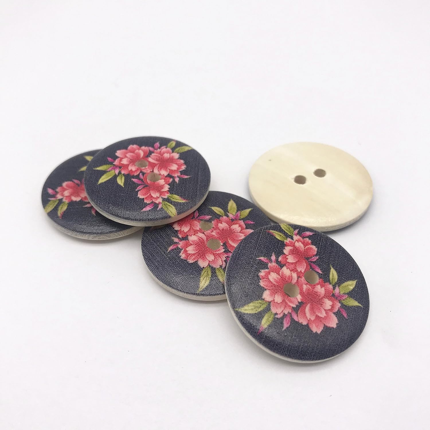 30mm 3CM Large Wooden Buttons Natural 2 Holes Round Shabby Chic Floral Flower Sewing Button Embellishments Pack of 20