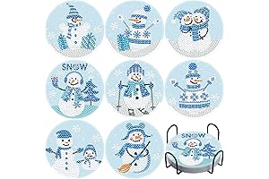 8 PCS Snowman Scratch Art Coasters