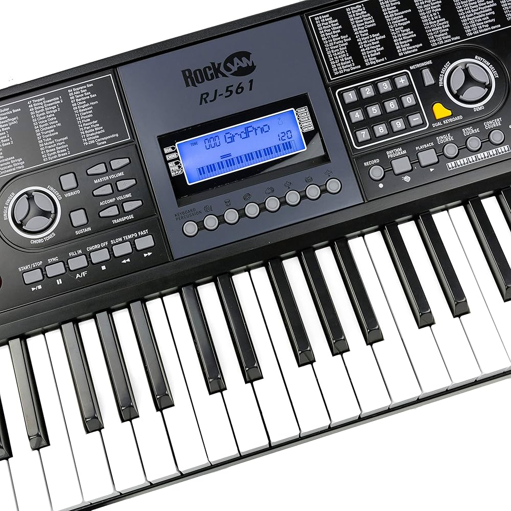RockJam RJ561 61-Keys Electronic Keyboard SuperKit, Black